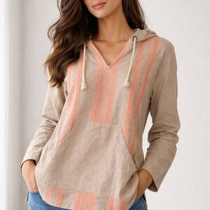 Natural Reflections Taupe Pullover with Peach Accents